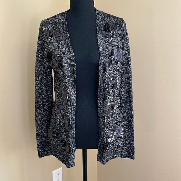 🆕 Dana Buchman Women’s Cardigan Sweater Size Small Black Sequins - Picture 3 of 8